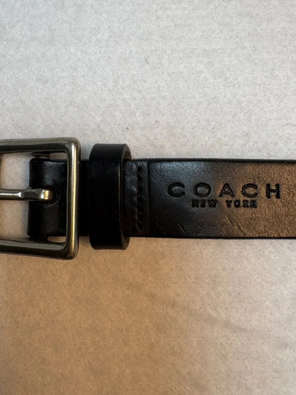 Coach Women's Black Leather Belt 6545 Silver Square Buckle Y2K Luxury Small